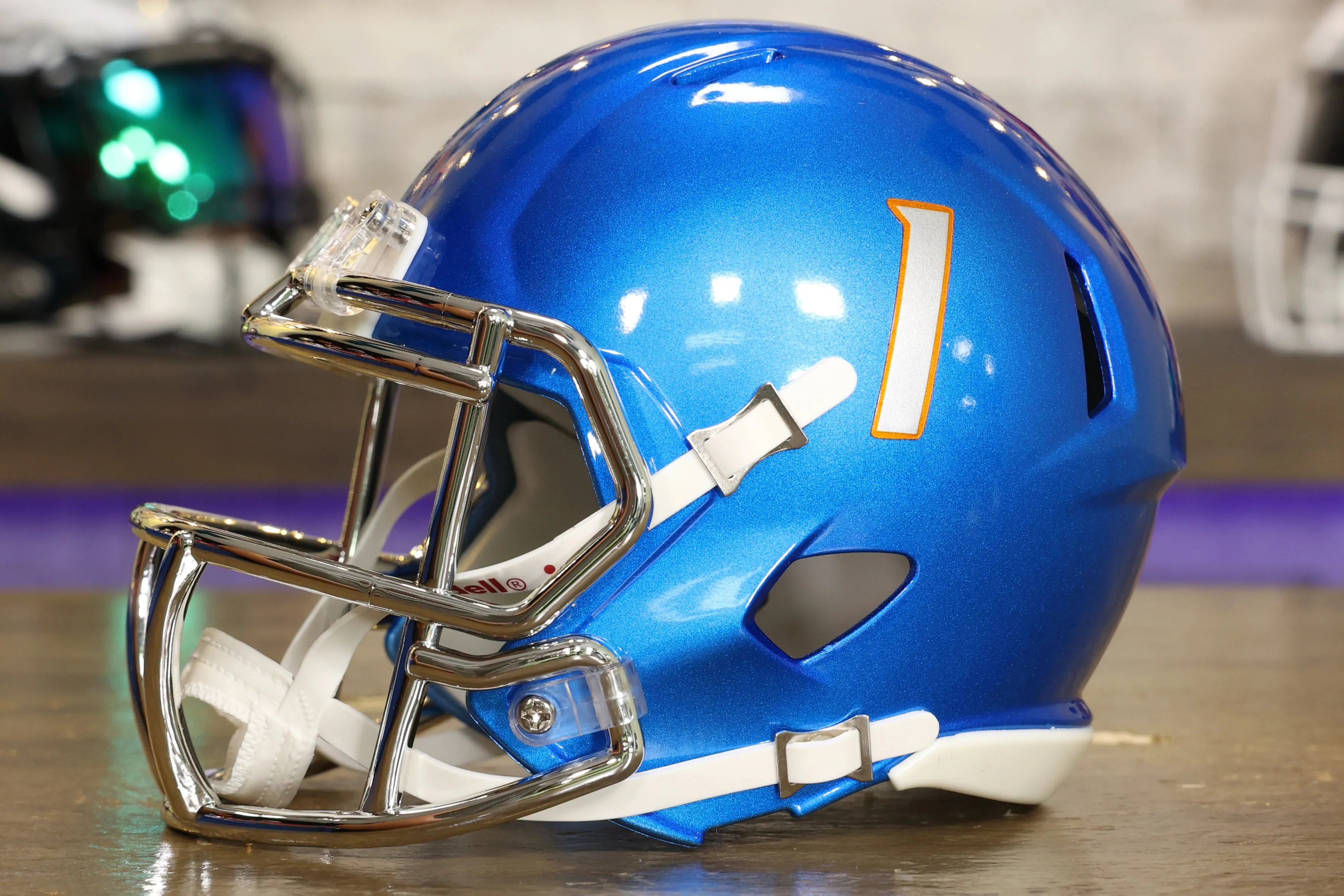Boise State Broncos Riddell Speed Mini Helmet - Blue w/Chrome mask