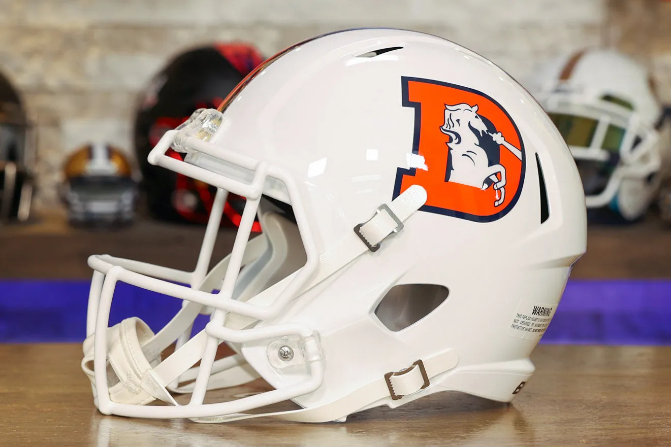 Denver Broncos Riddell Speed Display Helmet - Snowcapped Alternate
