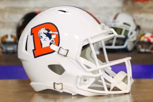 Denver Broncos Riddell Speed Display Helmet - Snowcapped Alternate