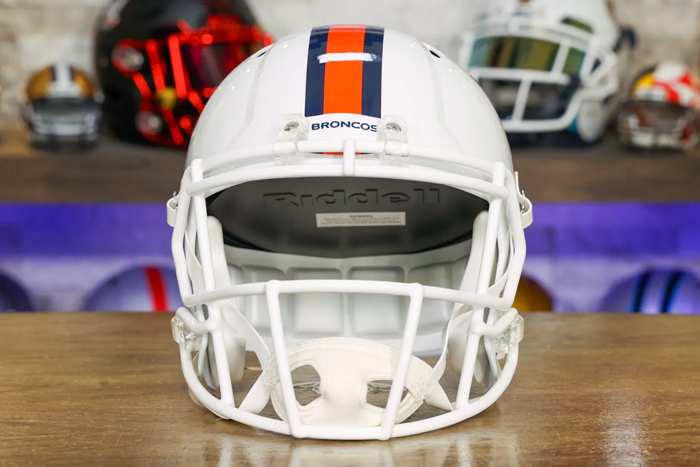 Denver Broncos Riddell Speed Display Helmet - Snowcapped Alternate