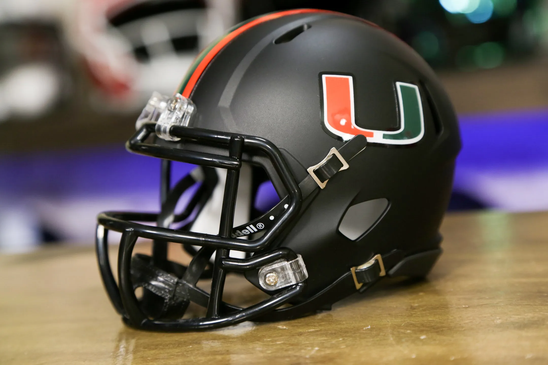 Miami Hurricanes Riddell Speed Mini Helmet - Miami Nights