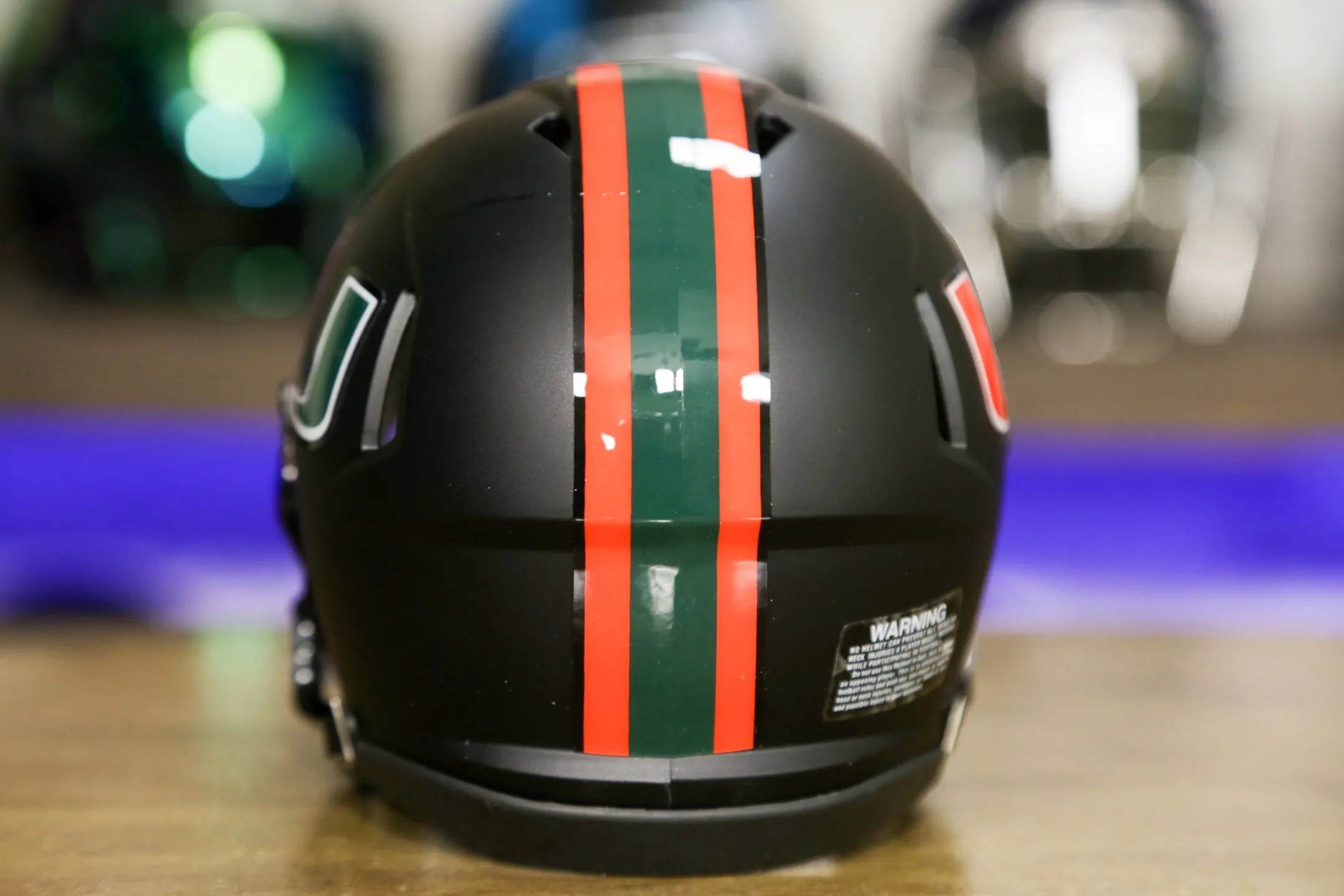 Miami Hurricanes Riddell Speed Mini Helmet - Miami Nights