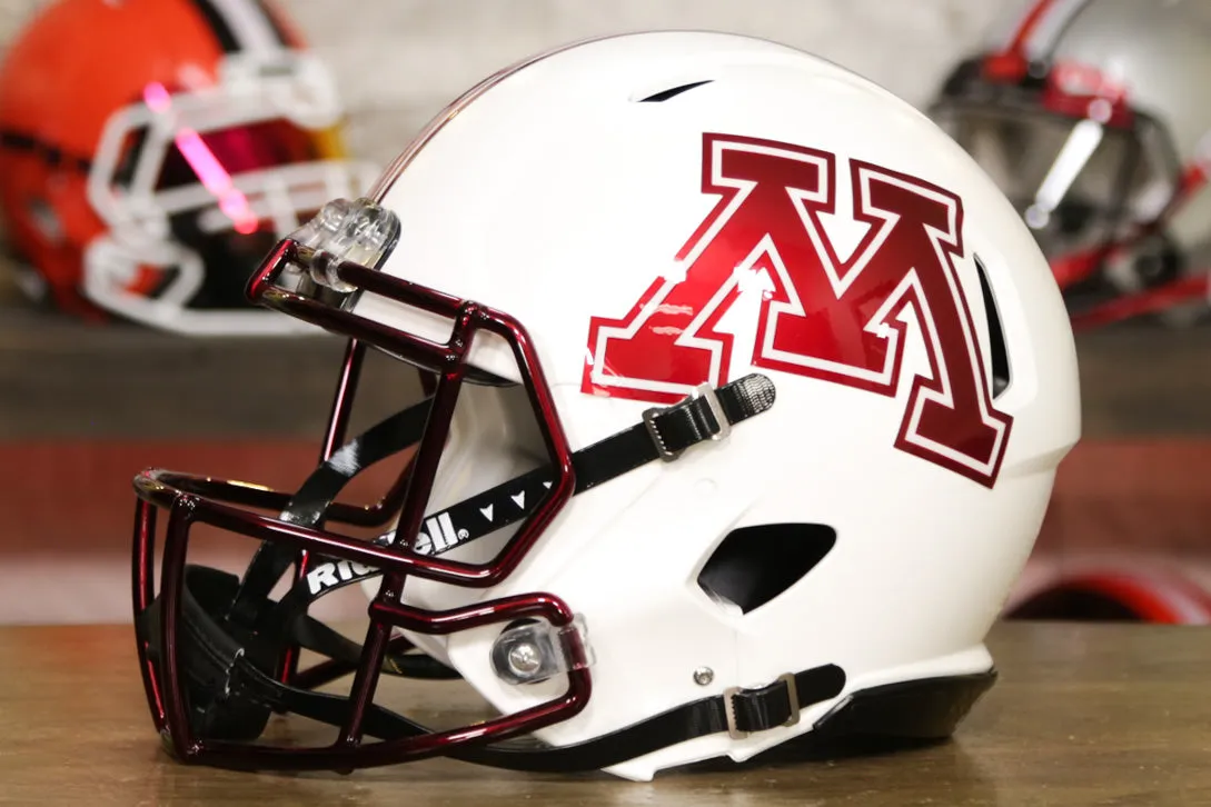 Minnesota Golden Gophers Riddell Speed Authentic Helmet - White w/Chrome Red