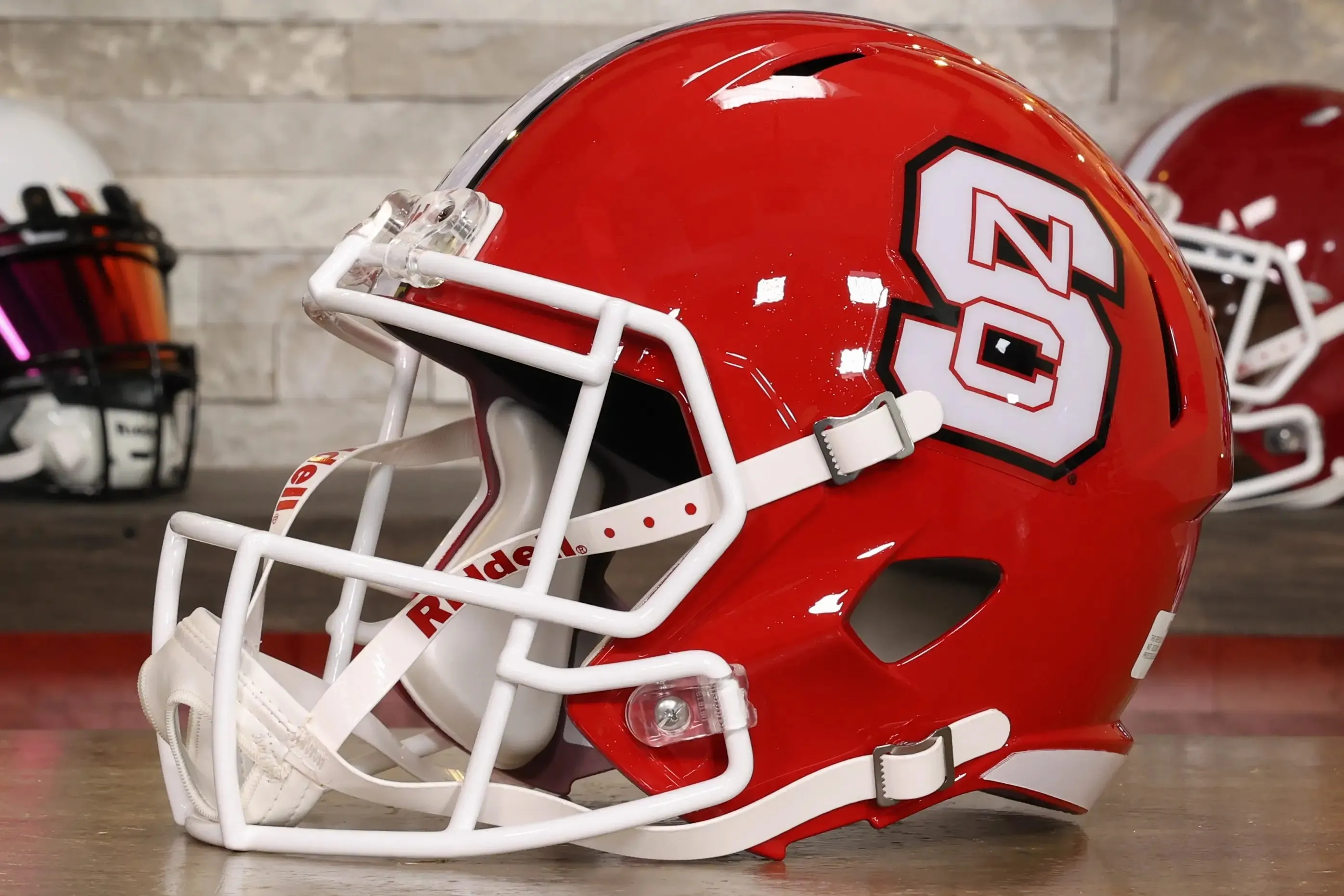 NC State Wolfpack Riddell Speed Display Helmet - Red Script