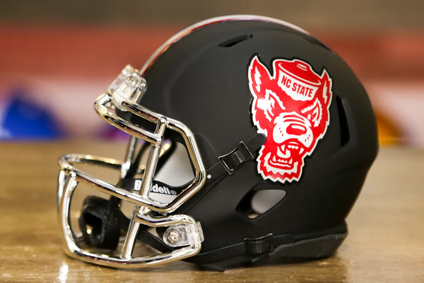 NC State Wolfpack Riddell Speed Mini Helmet - Matte Black w/ Red Chrome