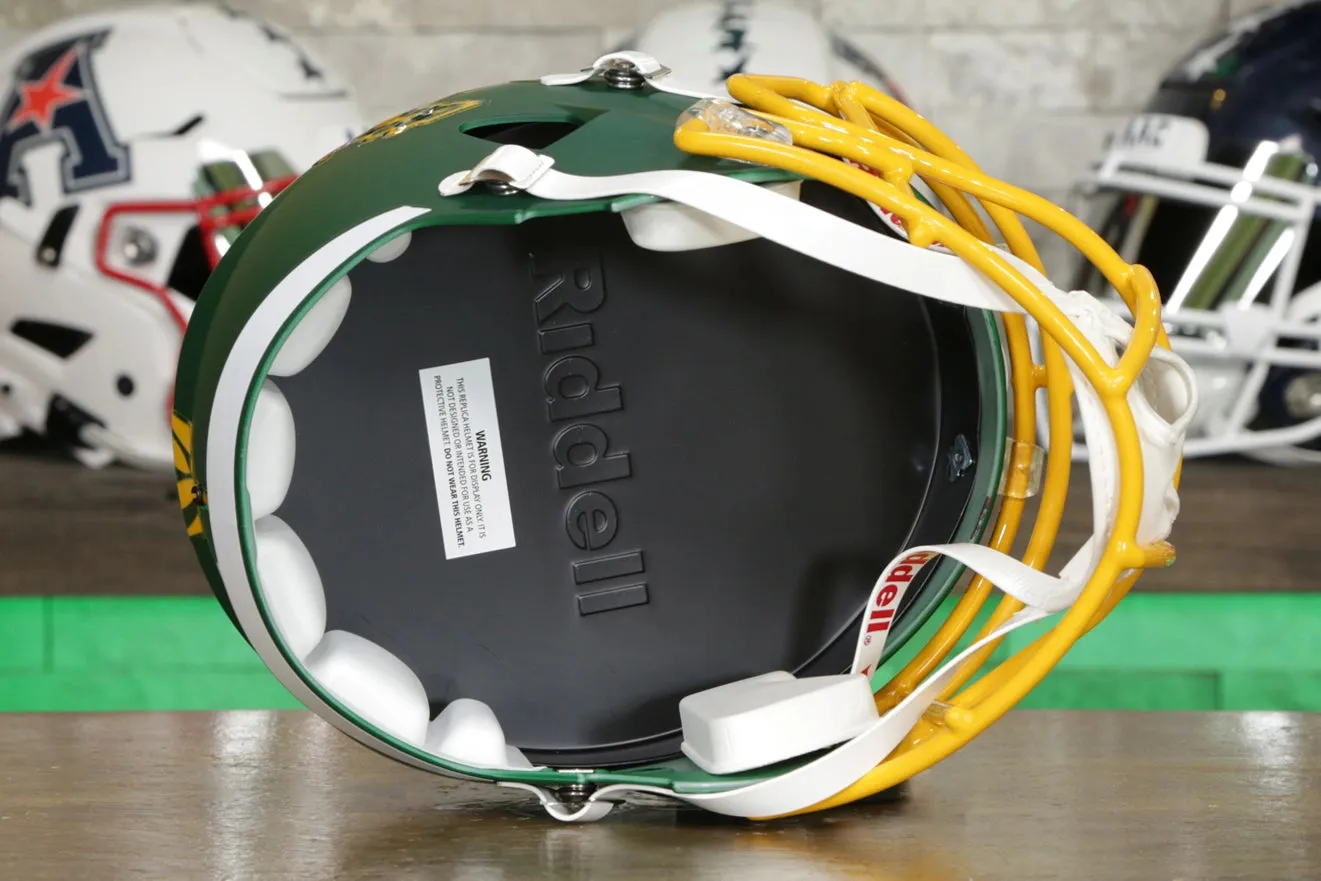 North Dakota State Bison Riddell Speed Display Helmet - Matte Green