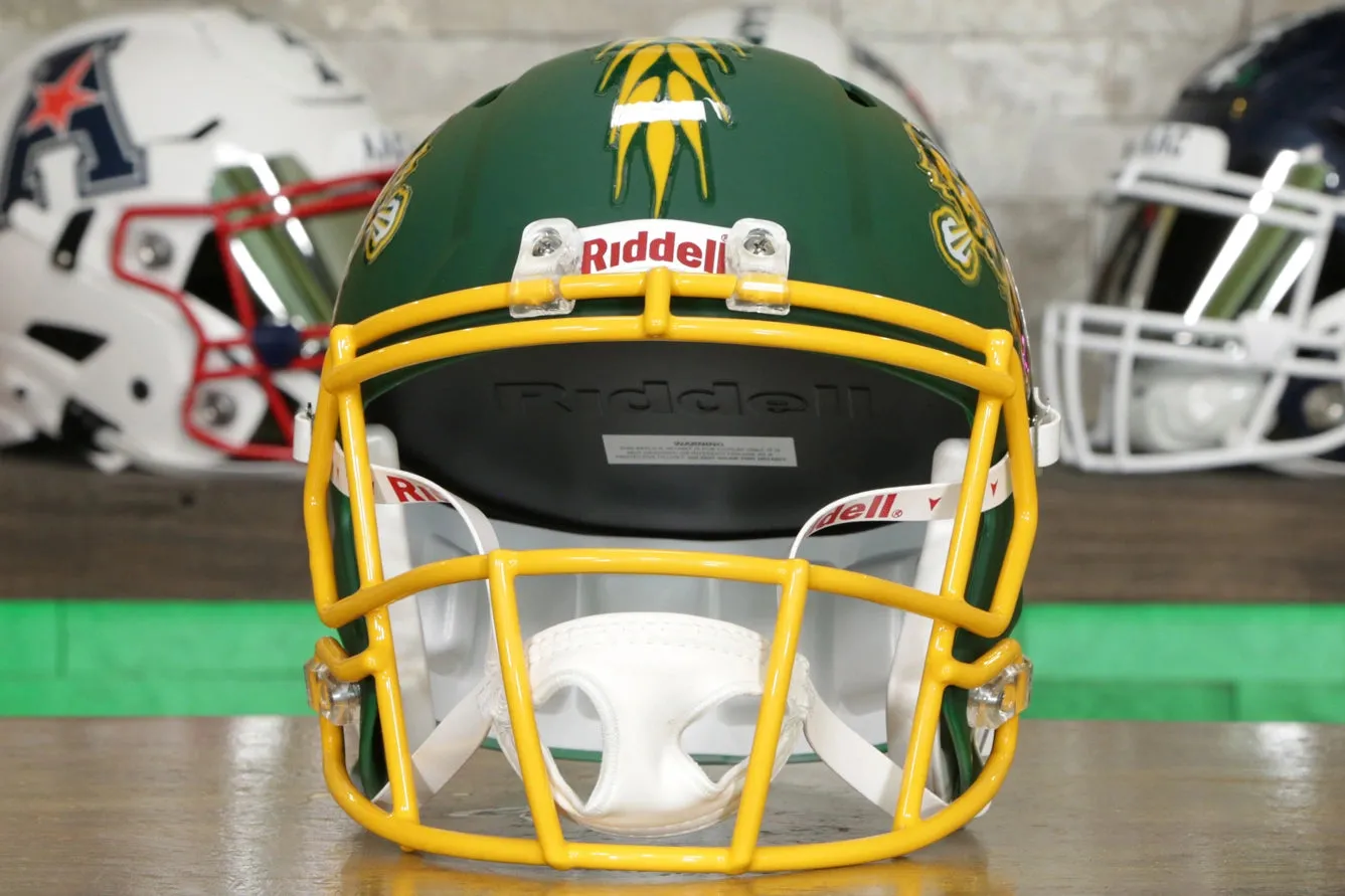 North Dakota State Bison Riddell Speed Display Helmet - Matte Green