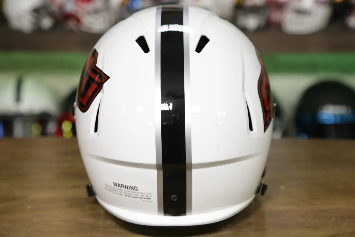 Oklahoma State Cowboys Riddell Speed Display Helmet - Chrome Orange Decals