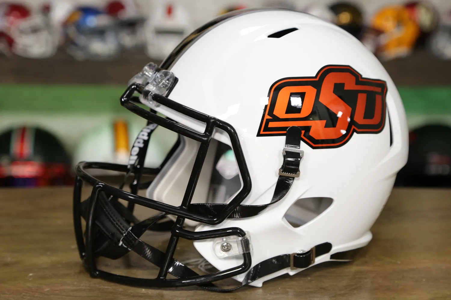 Oklahoma State Cowboys Riddell Speed Display Helmet - Chrome Orange Decals