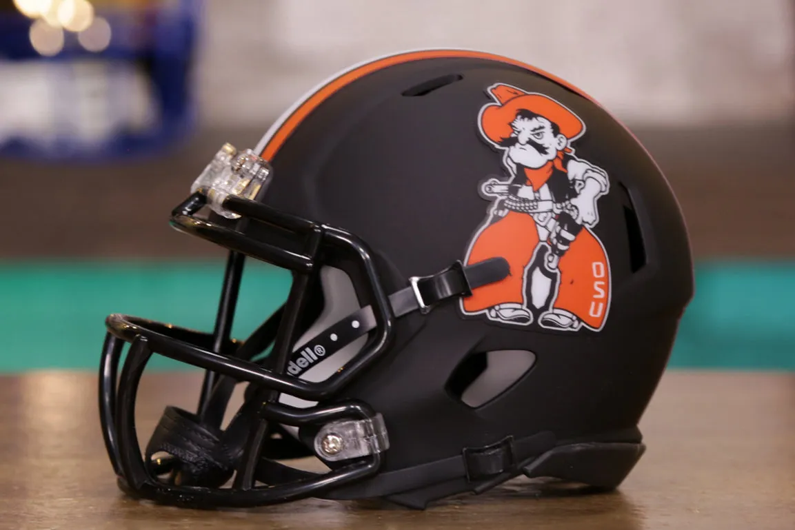 Oklahoma State Cowboys Riddell Speed Mini Helmet - Matte Black Pistol Pete