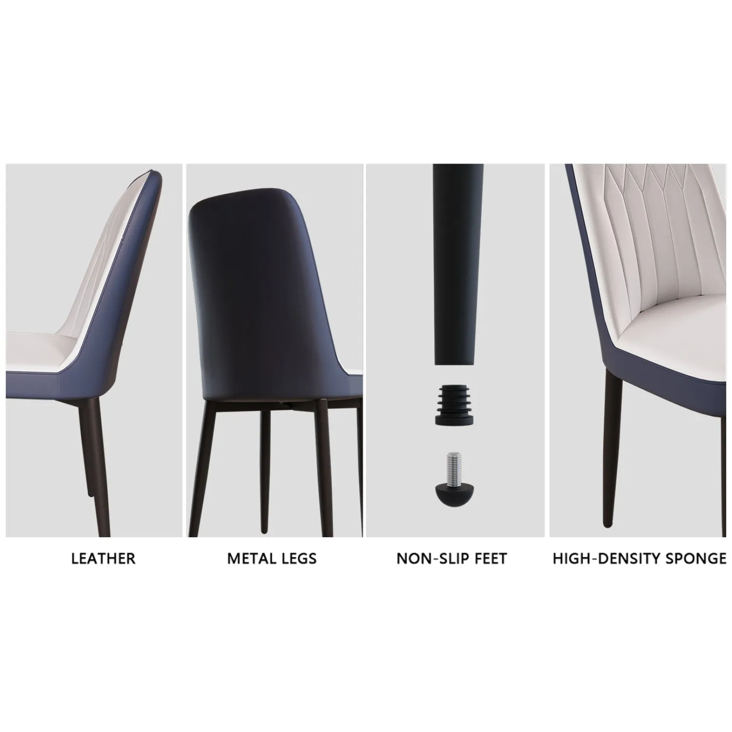 Streamdale 47-63" Expandable Dining Set: Table & Cushioned Chairs, Black Legs