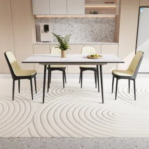Streamdale 47-63" Expandable Dining Set: Table & Cushioned Chairs, Black Legs
