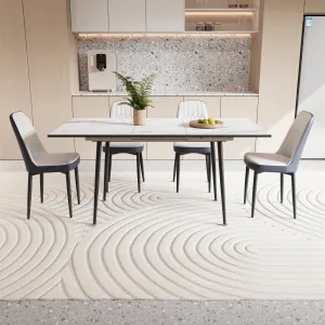 Streamdale 47-63" Expandable Dining Set: Table & Cushioned Chairs, Black Legs