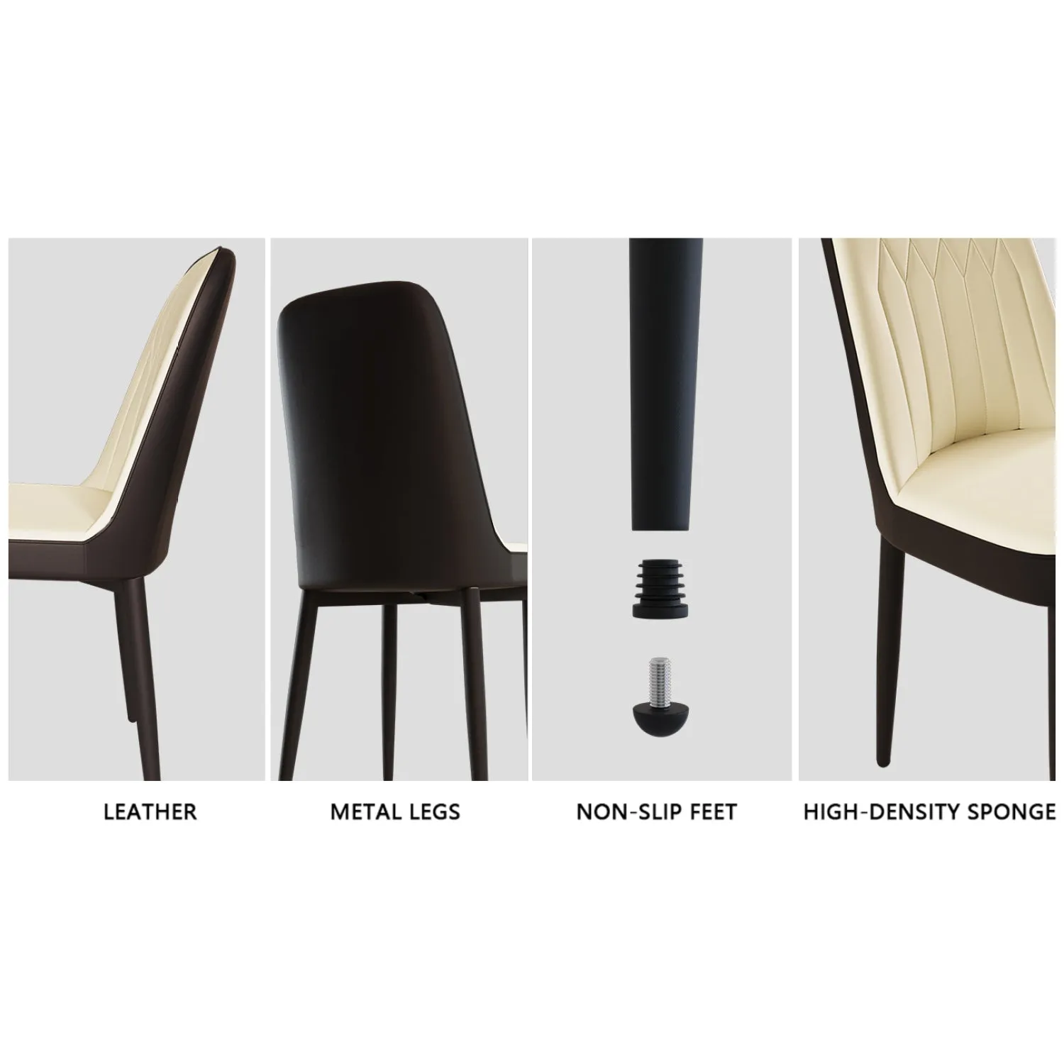 Streamdale 47-63" Expandable Dining Set: Table & Cushioned Chairs, Black Legs