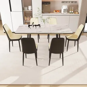 Streamdale 47-63" Expandable Dining Set: Table & Cushioned Chairs, Black Legs
