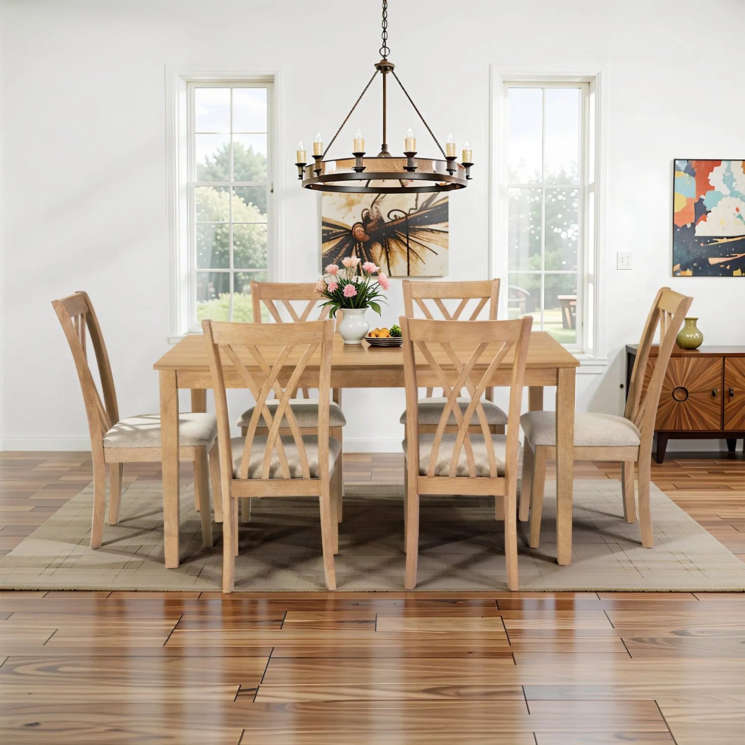 Streamdale Modern 6-Chair Dining Set (60" Table)
