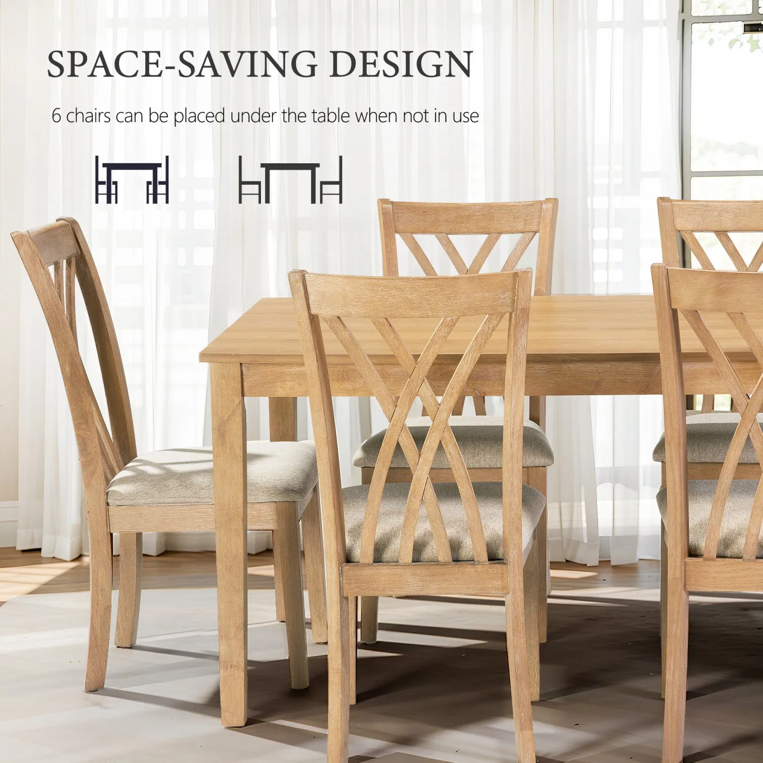 Streamdale Modern 6-Chair Dining Set (60" Table)