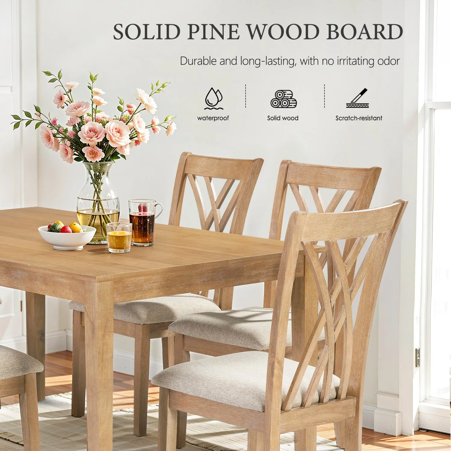 Streamdale Modern 6-Chair Dining Set (60" Table)