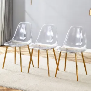 Streamdale Transparent Dining Chairs (Set of 3) - Gold Legs