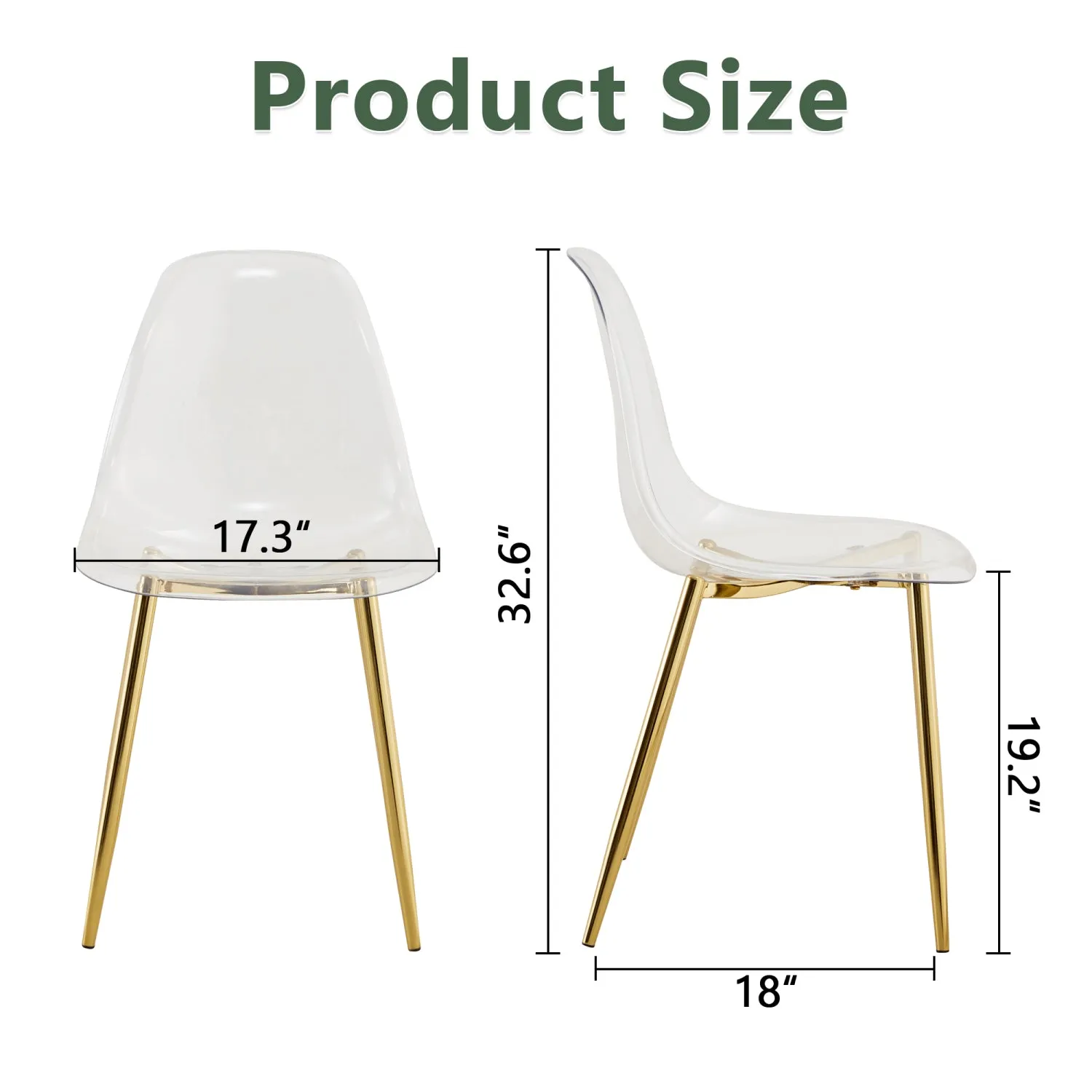 Streamdale Transparent Dining Chairs (Set of 3) - Gold Legs