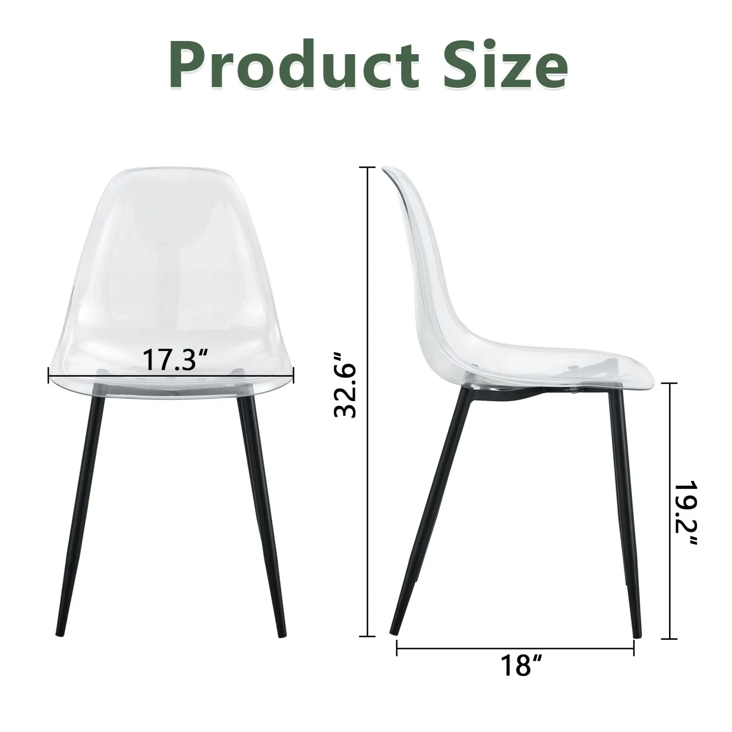 Streamdale Transparent Ergonomic Dining Chair (Set of 3)