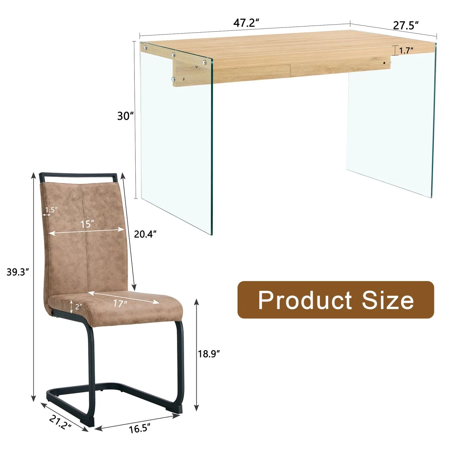 Streamdale Wood Coffee Table Set with 4 Brown Chairs