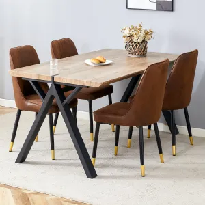 Streamdale Wood-Textured Dining Set Table (63"x35.4") with 4 Chairs