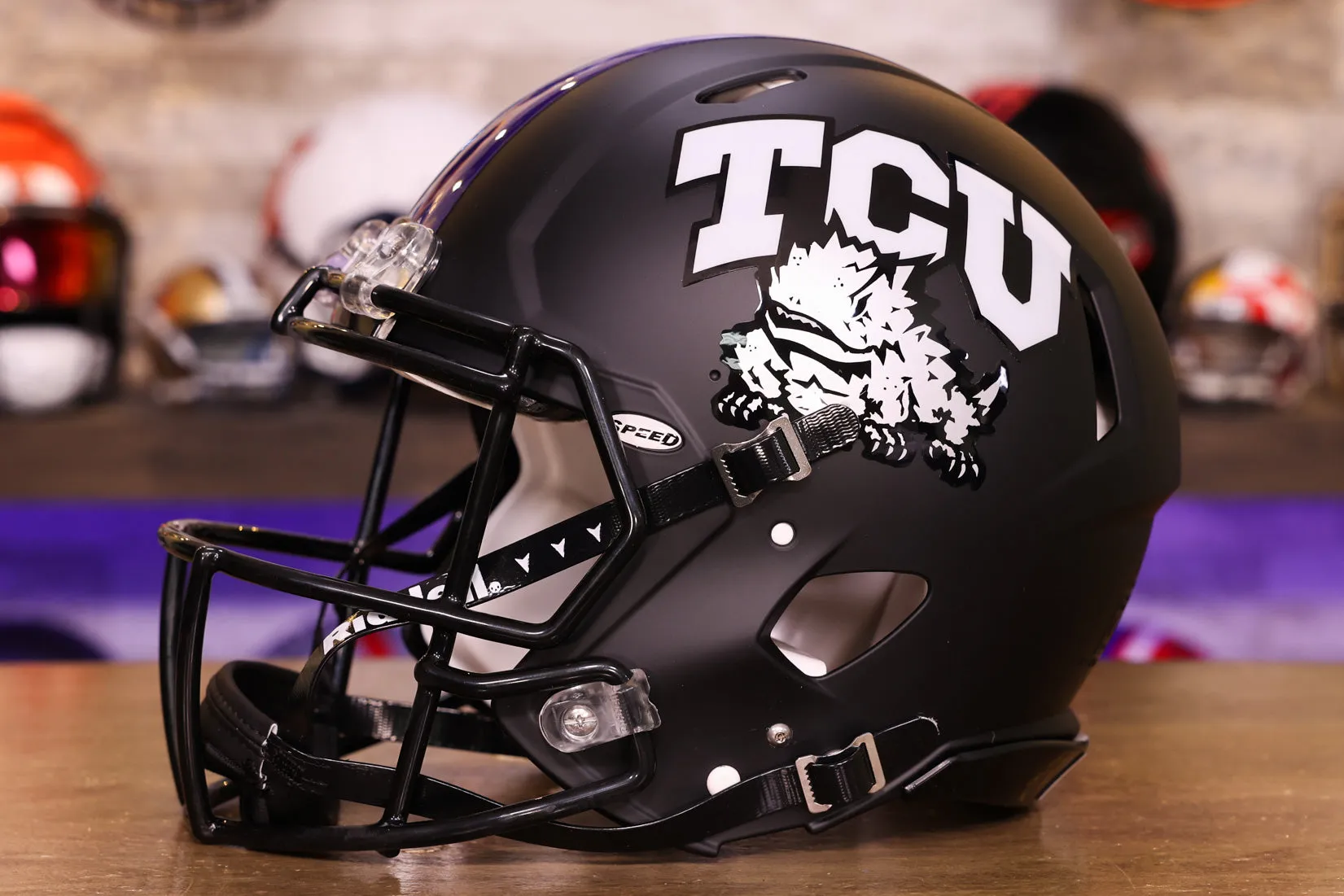 TCU Horned Frogs Riddell Speed Authentic Helmet - Matte Black