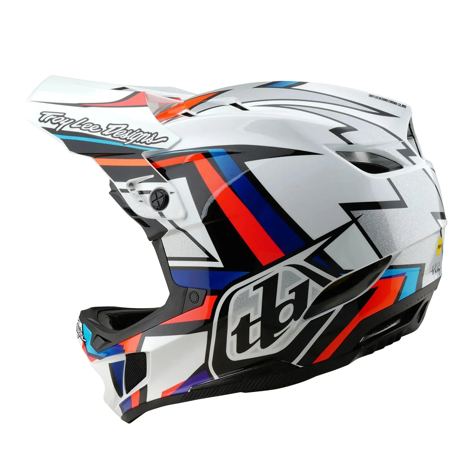 Troy Lee Designs D4 Composite Full Face Helmet - Frames - White-Silver