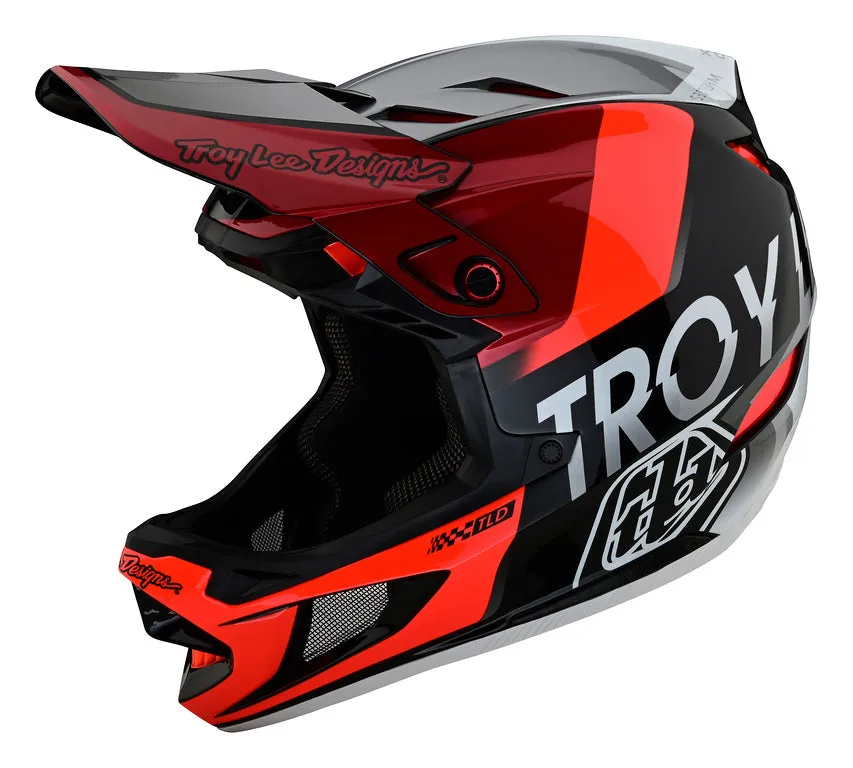 Troy Lee Designs D4 Composite Full Face Helmet - MIPS - Qualifier - Silver-Red - 2023