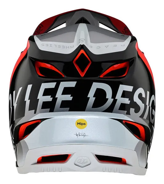 Troy Lee Designs D4 Composite Full Face Helmet - MIPS - Qualifier - Silver-Red - 2023