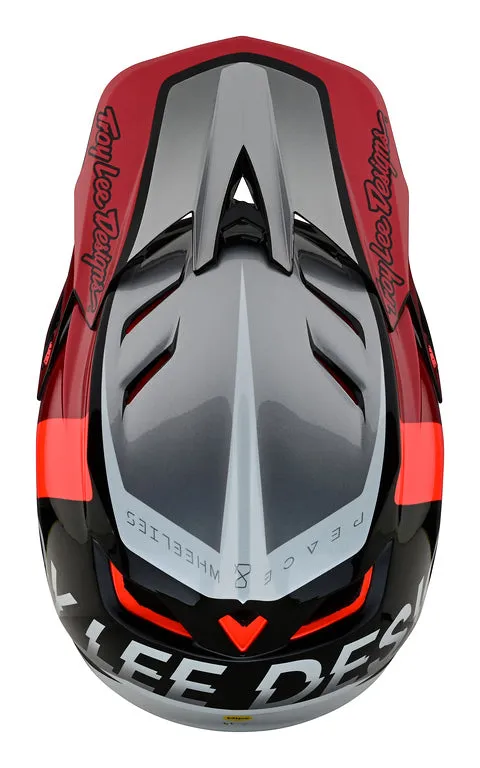Troy Lee Designs D4 Composite Full Face Helmet - MIPS - Qualifier - Silver-Red - 2023