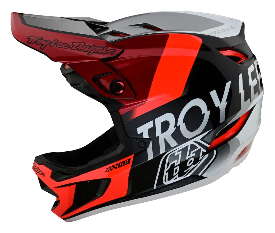 Troy Lee Designs D4 Composite Full Face Helmet - MIPS - Qualifier - Silver-Red - 2023