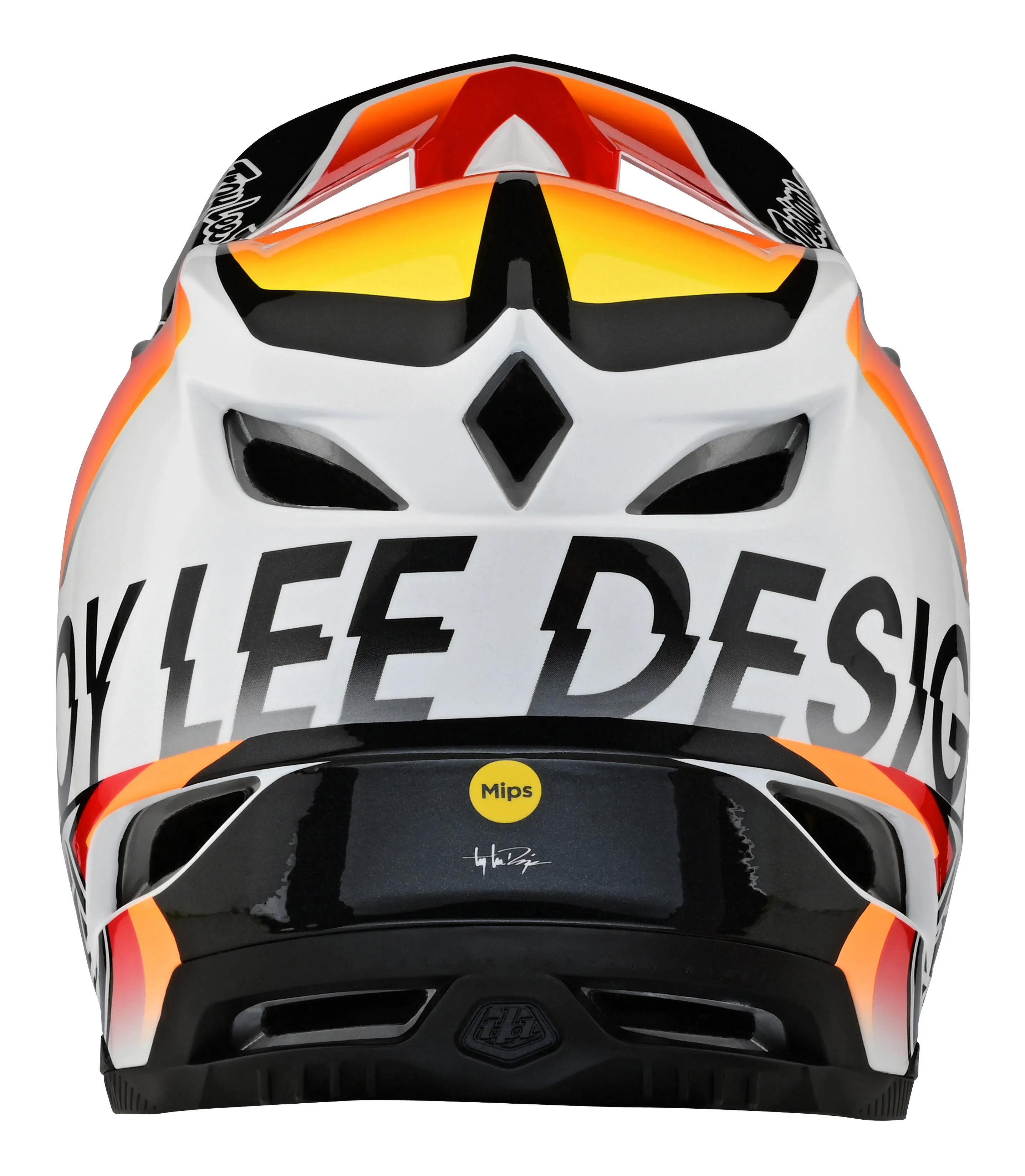 Troy Lee Designs D4 Composite Full Face Helmet with MIPS - Qualifier - White-Orange - 2023
