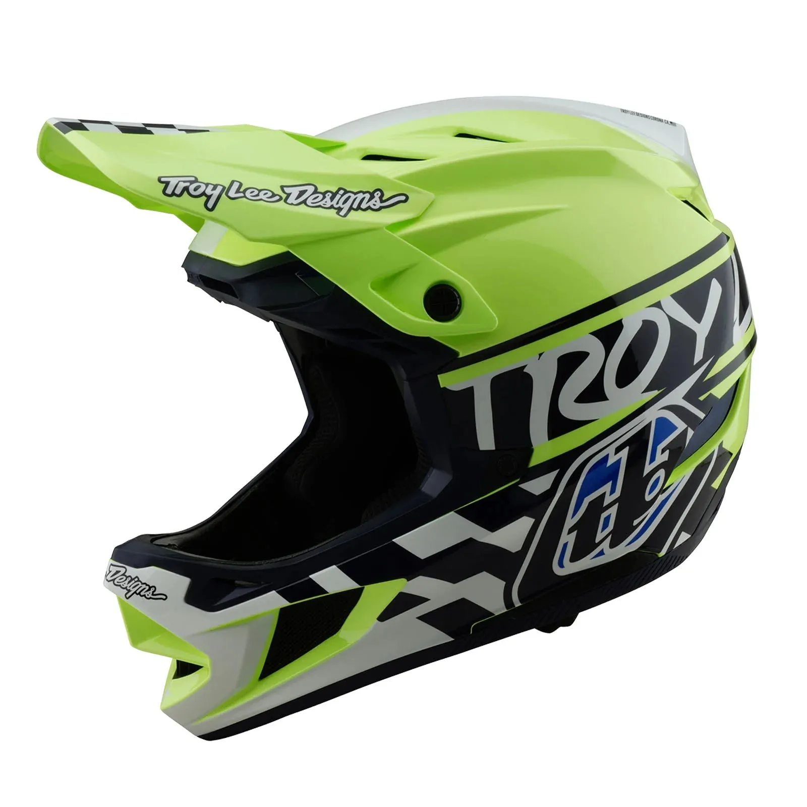 Troy Lee Designs D4 Polyacrylite Full Face Helmet - Fifty-50 - Navy-Glo Yellow