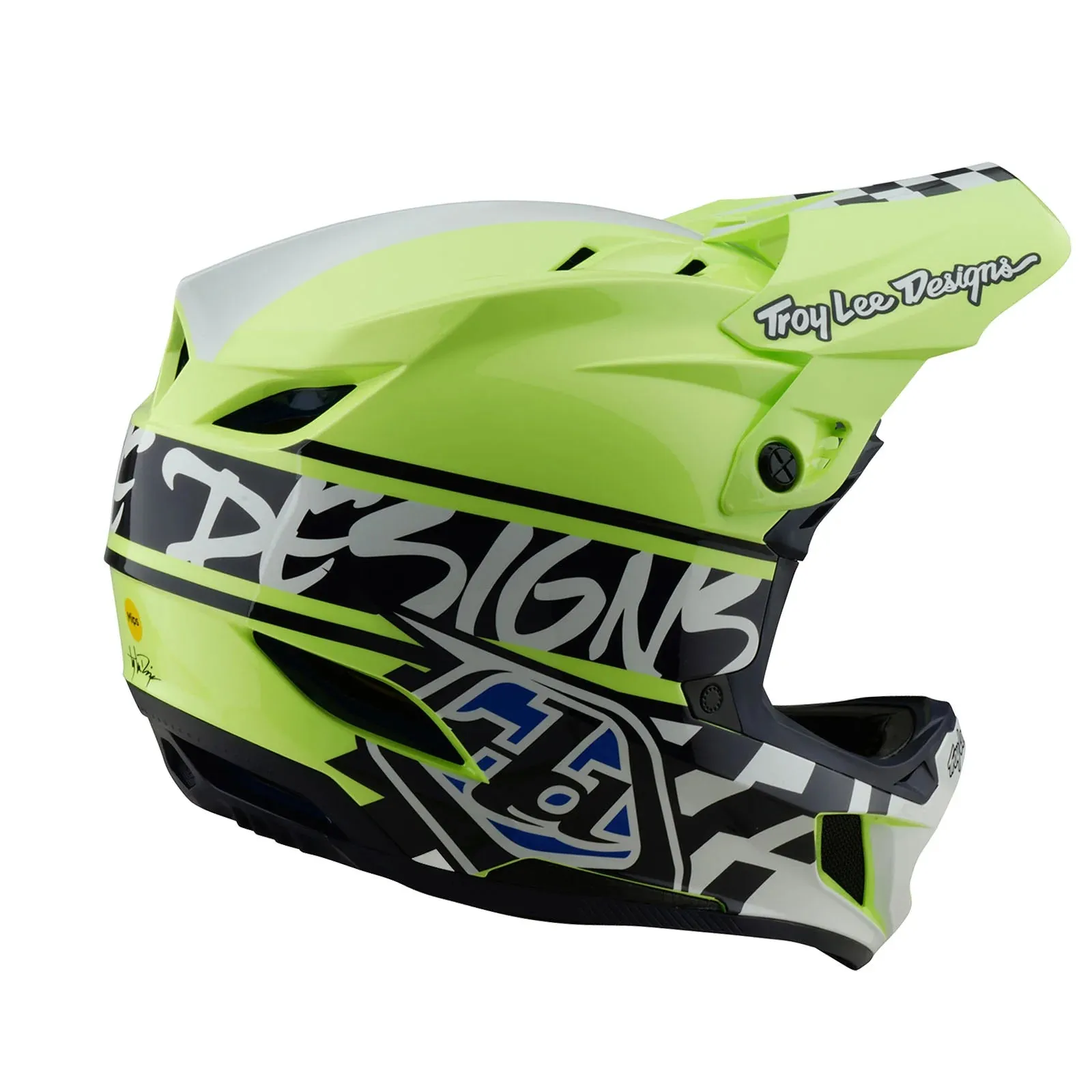 Troy Lee Designs D4 Polyacrylite Full Face Helmet - Fifty-50 - Navy-Glo Yellow