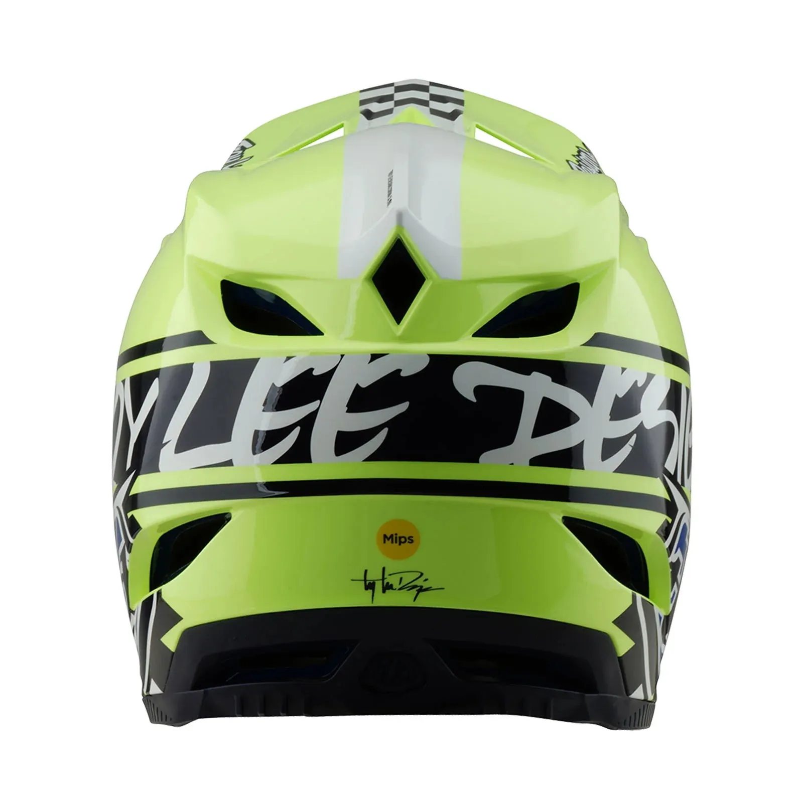Troy Lee Designs D4 Polyacrylite Full Face Helmet - Fifty-50 - Navy-Glo Yellow