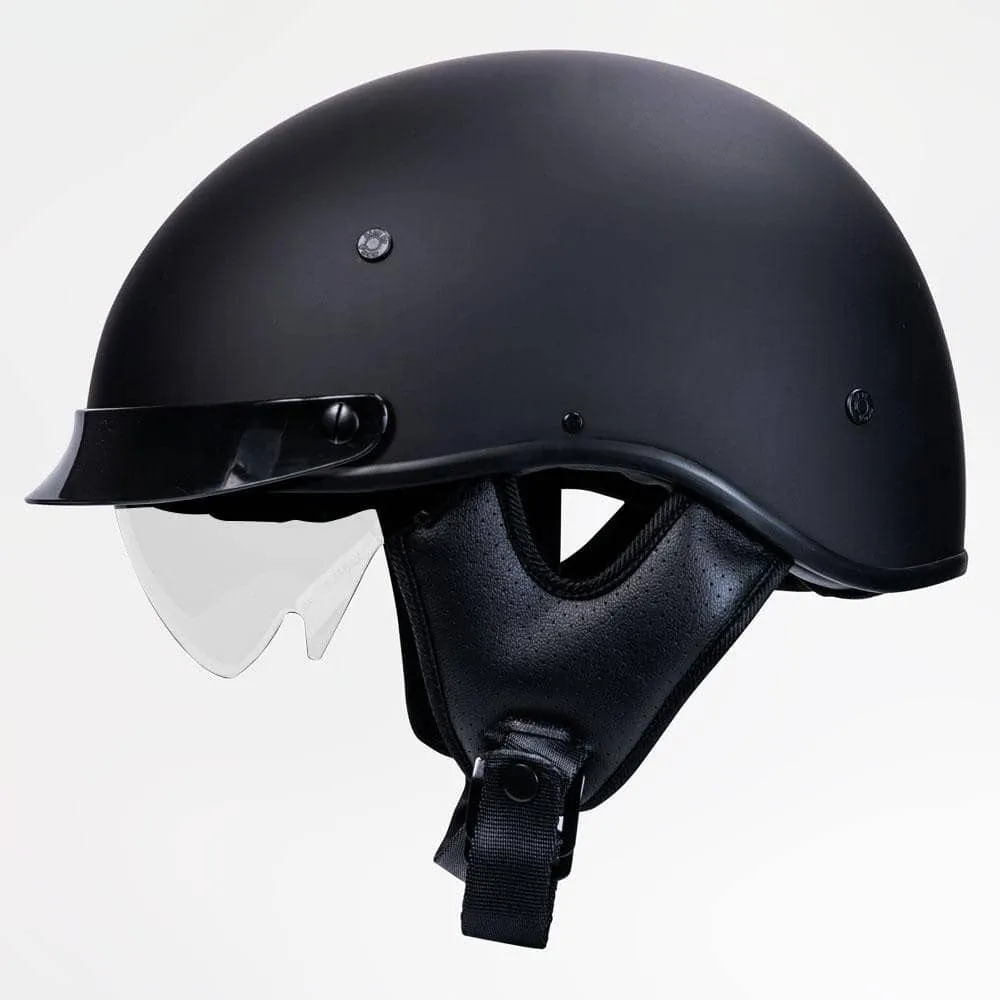 Voss 707frp Cruise Matte Black Half Helmet with Peak