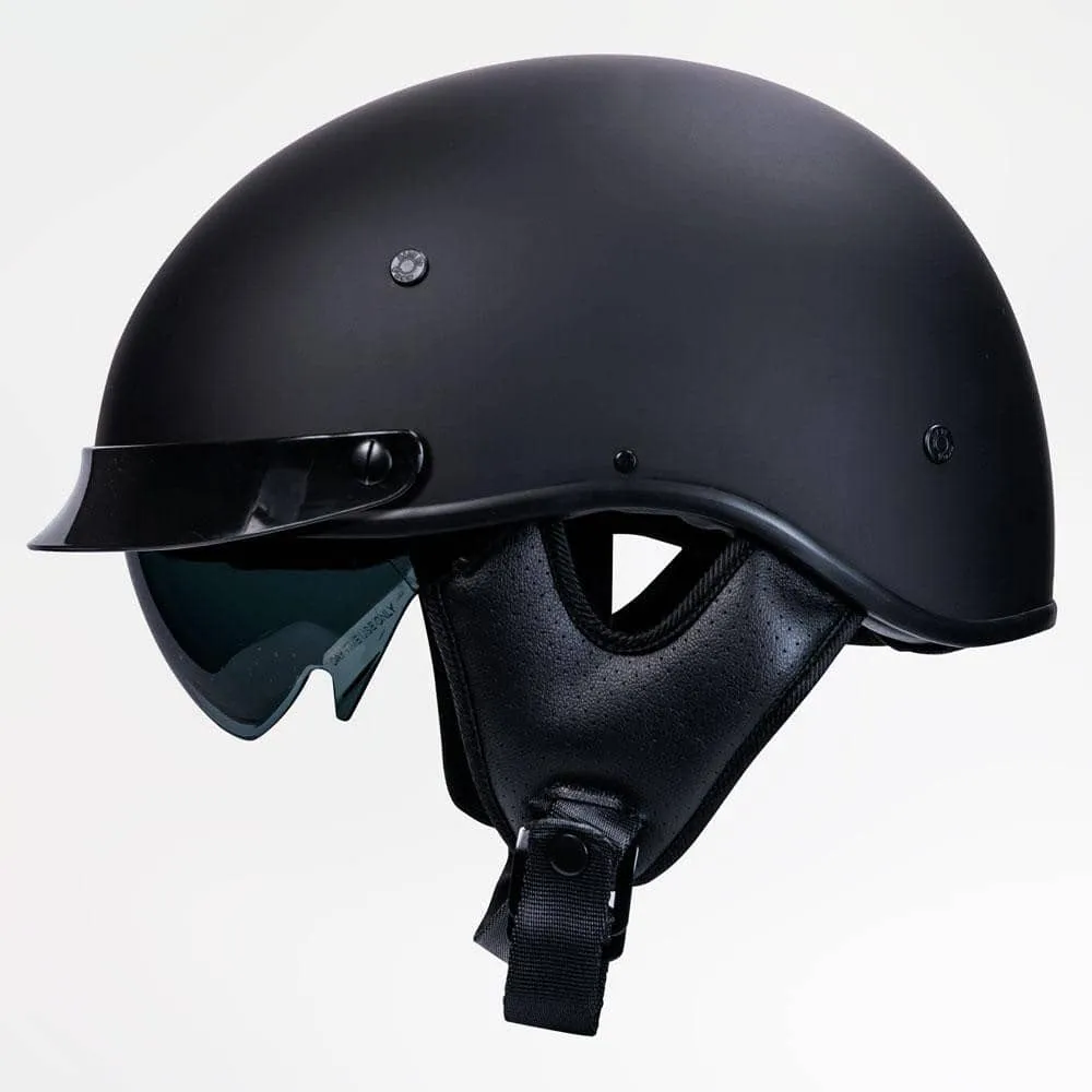 Voss 707frp Cruise Matte Black Half Helmet with Peak