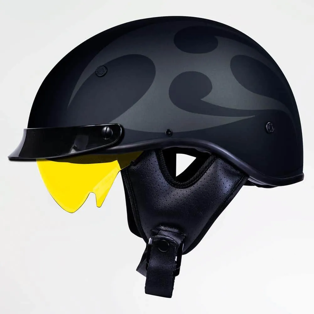 Voss 707Frp Two-Tone Tribal Half Helmet With Peak