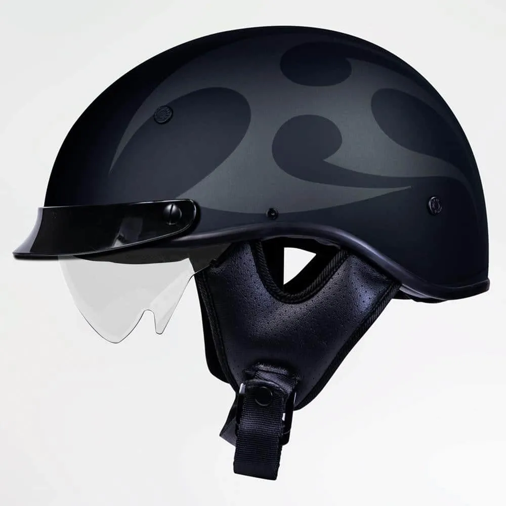 Voss 707Frp Two-Tone Tribal Half Helmet With Peak