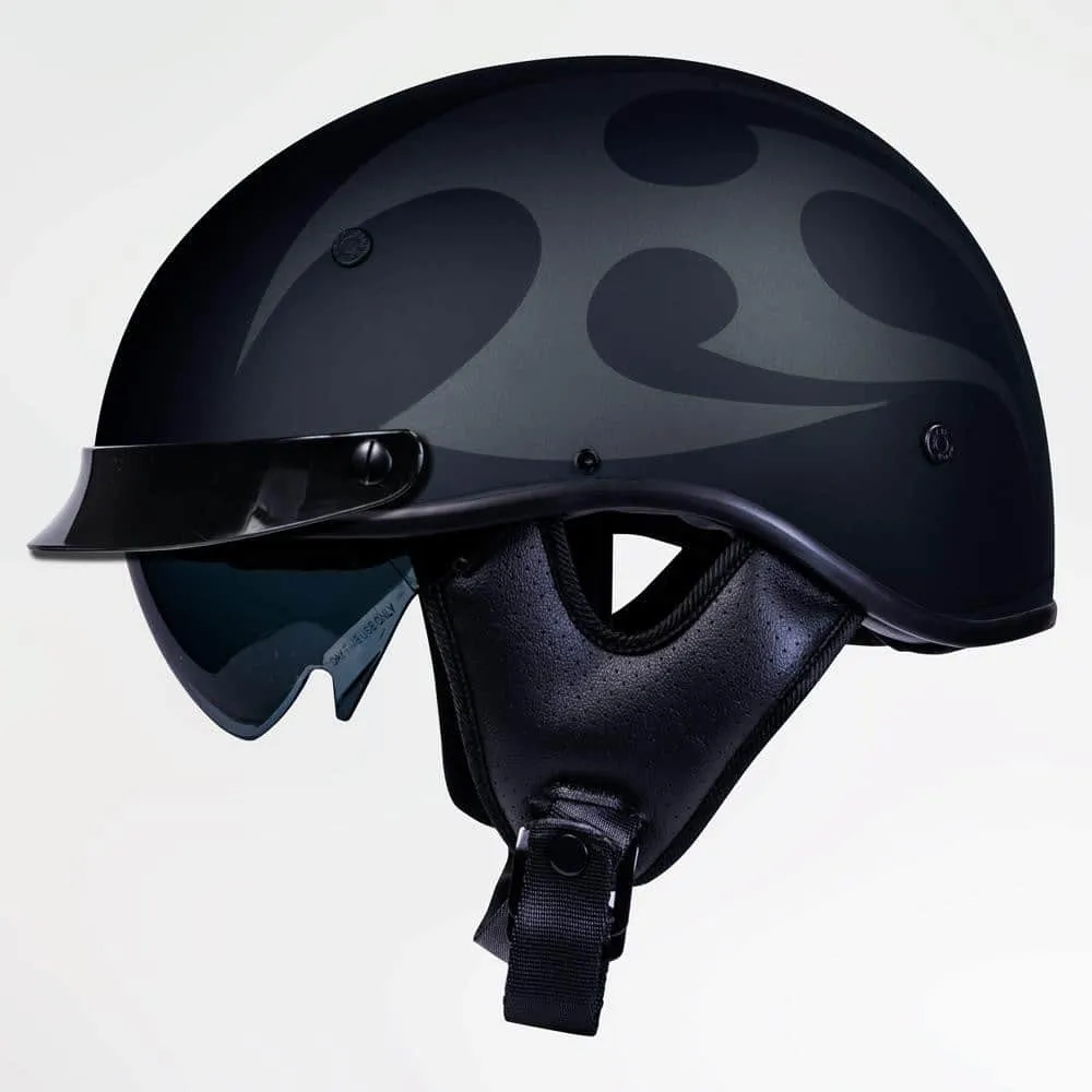 Voss 707Frp Two-Tone Tribal Half Helmet With Peak